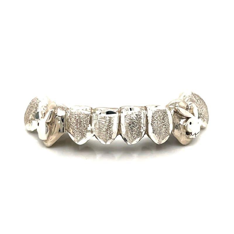 8pc Silver Dusted Playboy Grillz - Seattle Gold Grillz