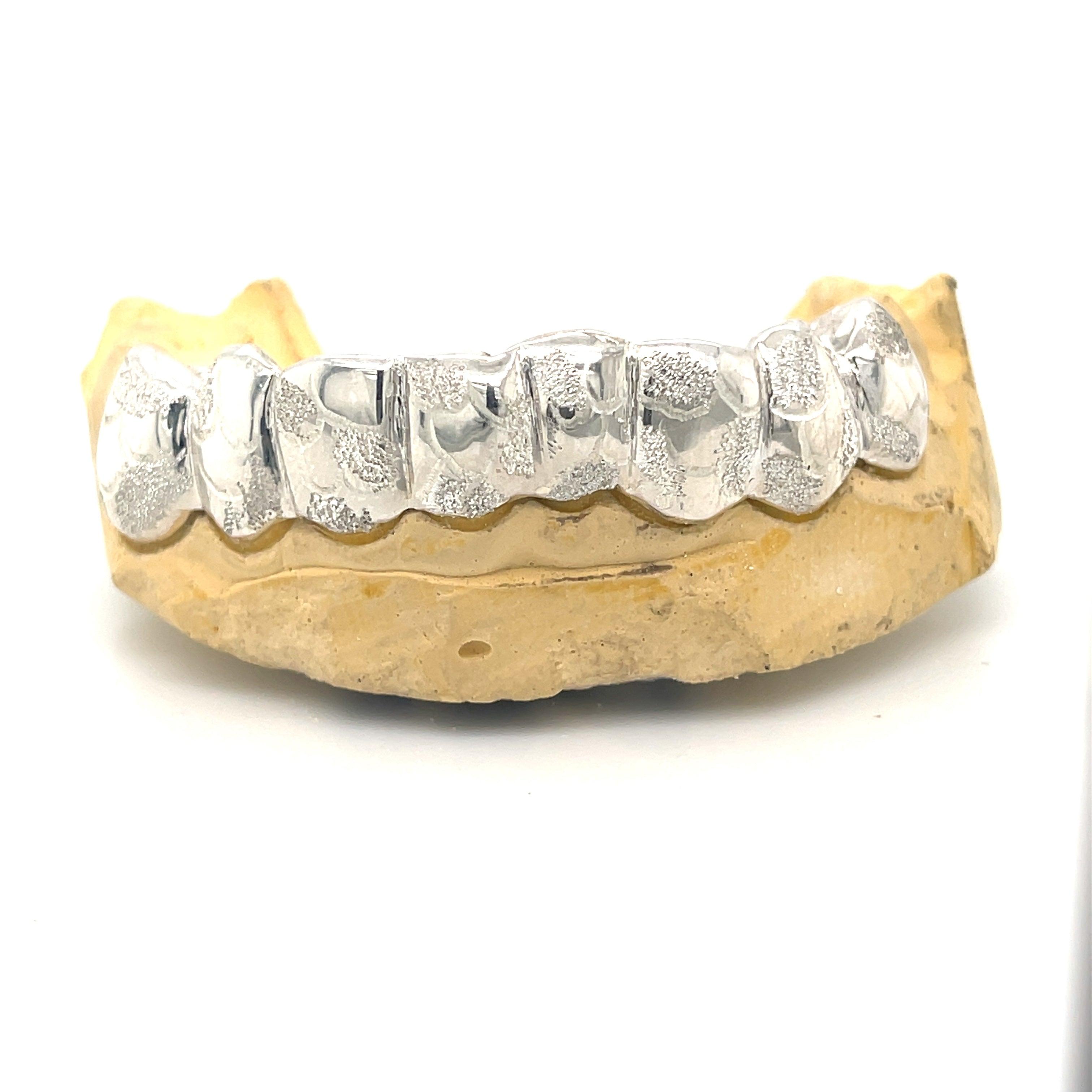 8pc Silver Earth Cut Bottom Grillz - Seattle Gold Grillz