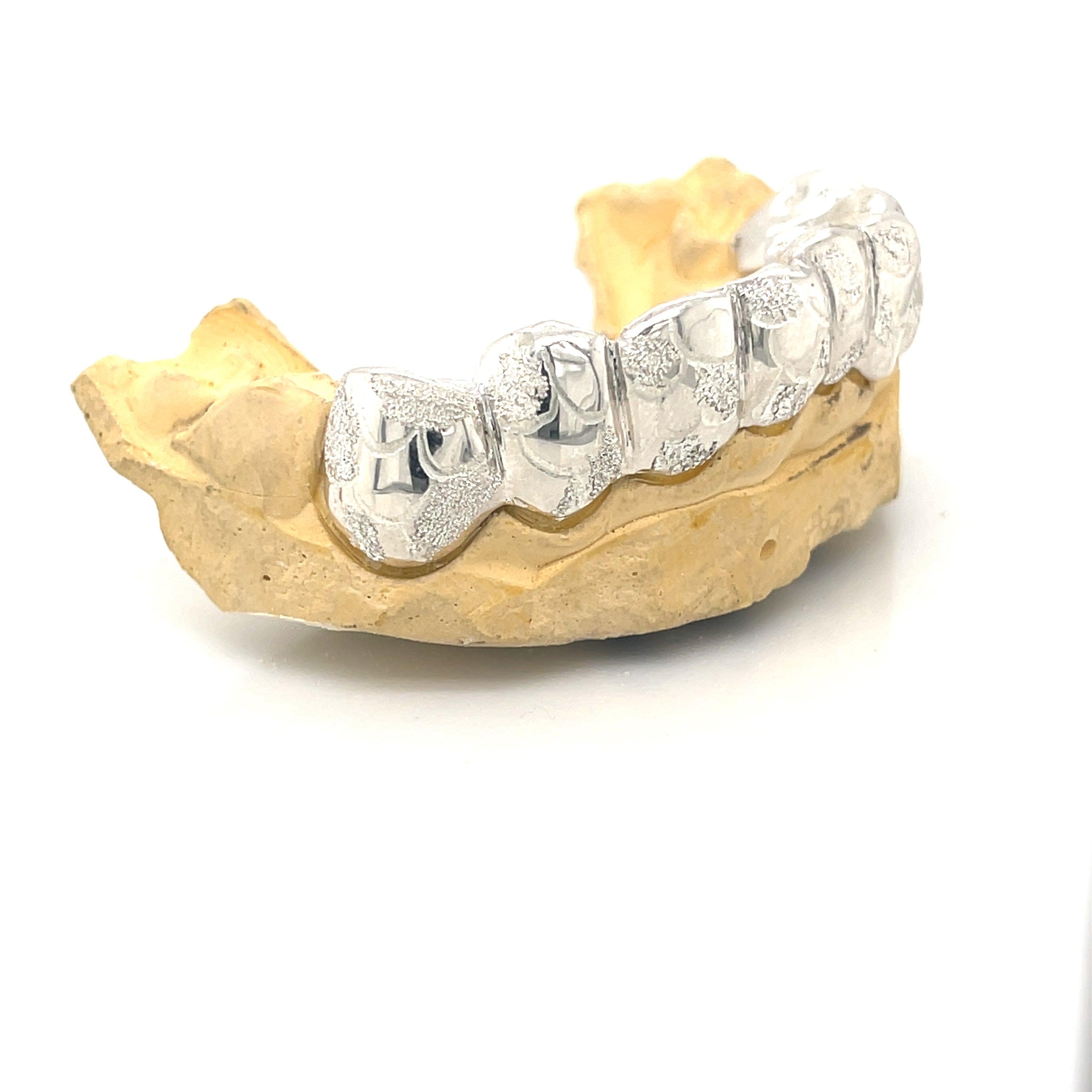 8pc Silver Earth Cut Bottom Grillz - Seattle Gold Grillz