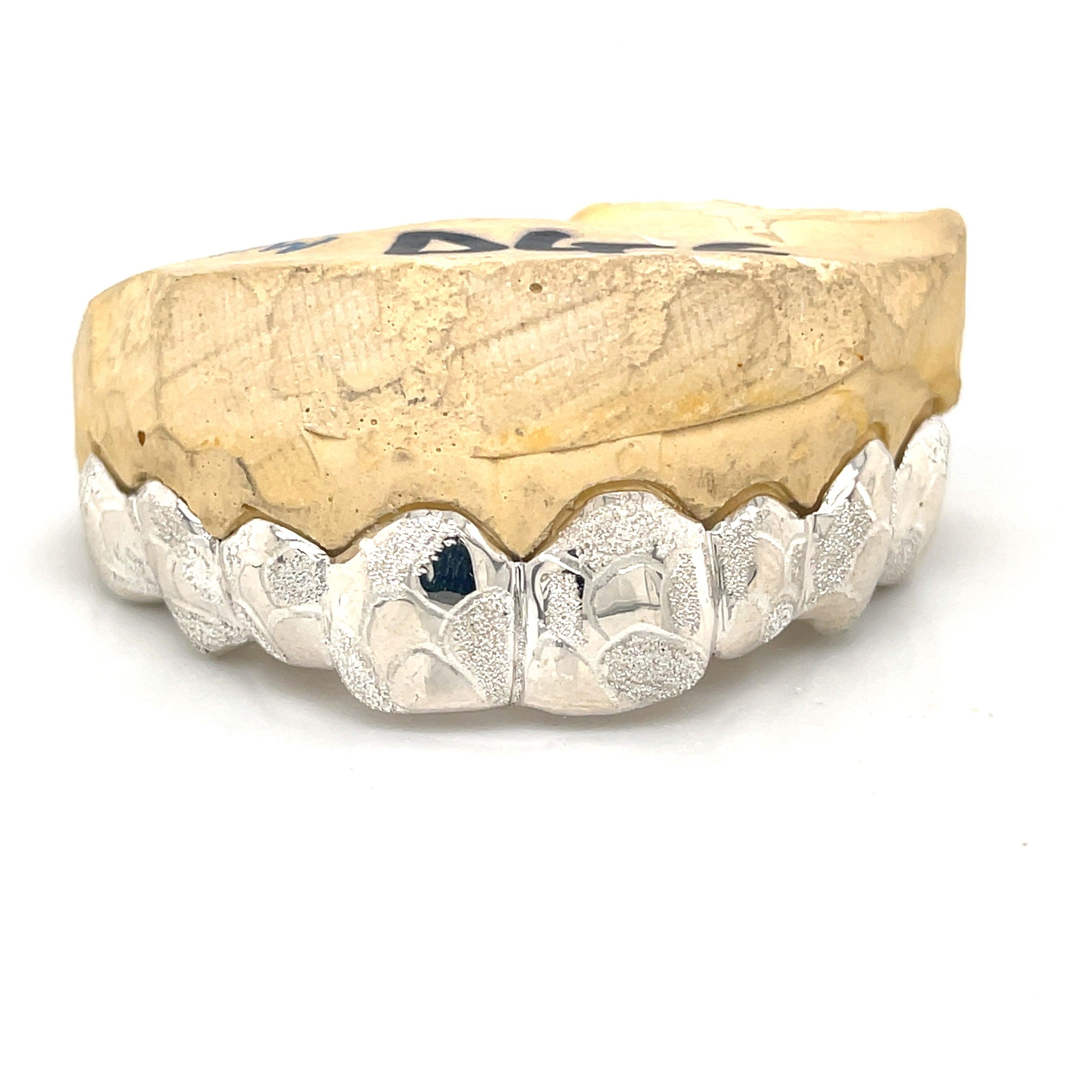 8pc Silver Earth Cut Top Grillz - Seattle Gold Grillz
