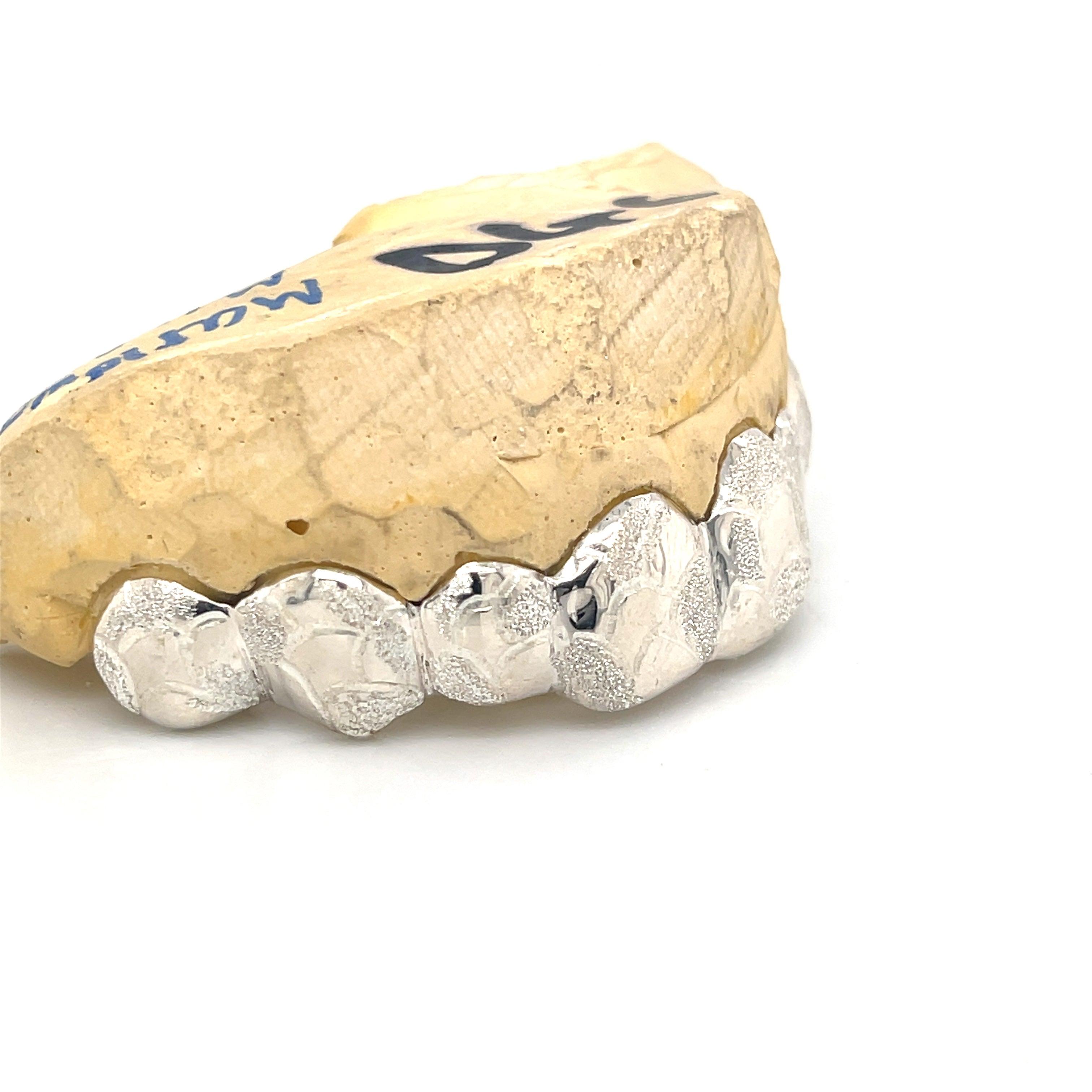 8pc Silver Earth Cut Top Grillz - Seattle Gold Grillz