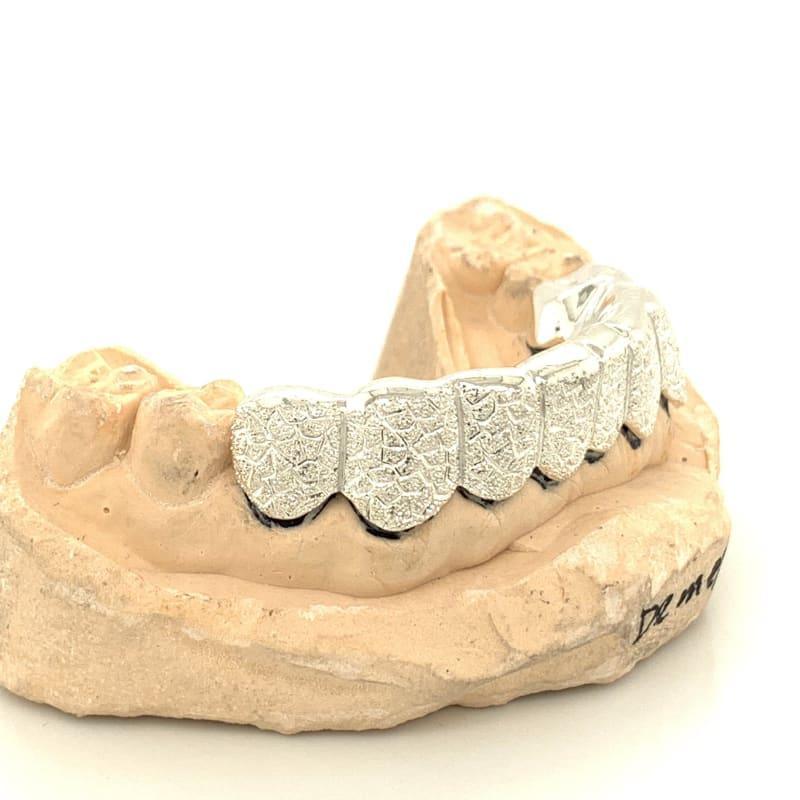 8pc Silver Gator Diamond Dust Bottom Grillz - Seattle Gold Grillz
