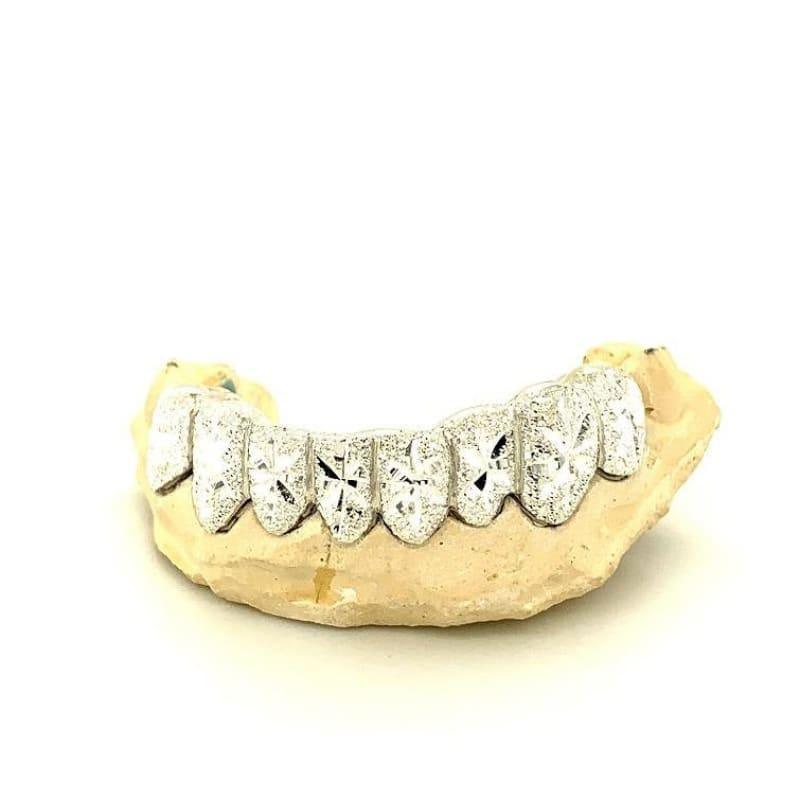 8pc Silver Snowfall Bottom Grillz - Seattle Gold Grillz