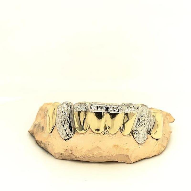 8pc Two Tone Gold Trillion Grillz - Seattle Gold Grillz