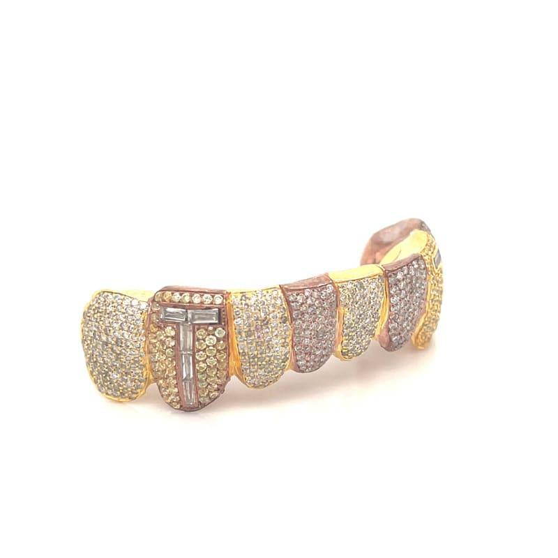 8pc Two Tone Honeycomb Grillz - Seattle Gold Grillz