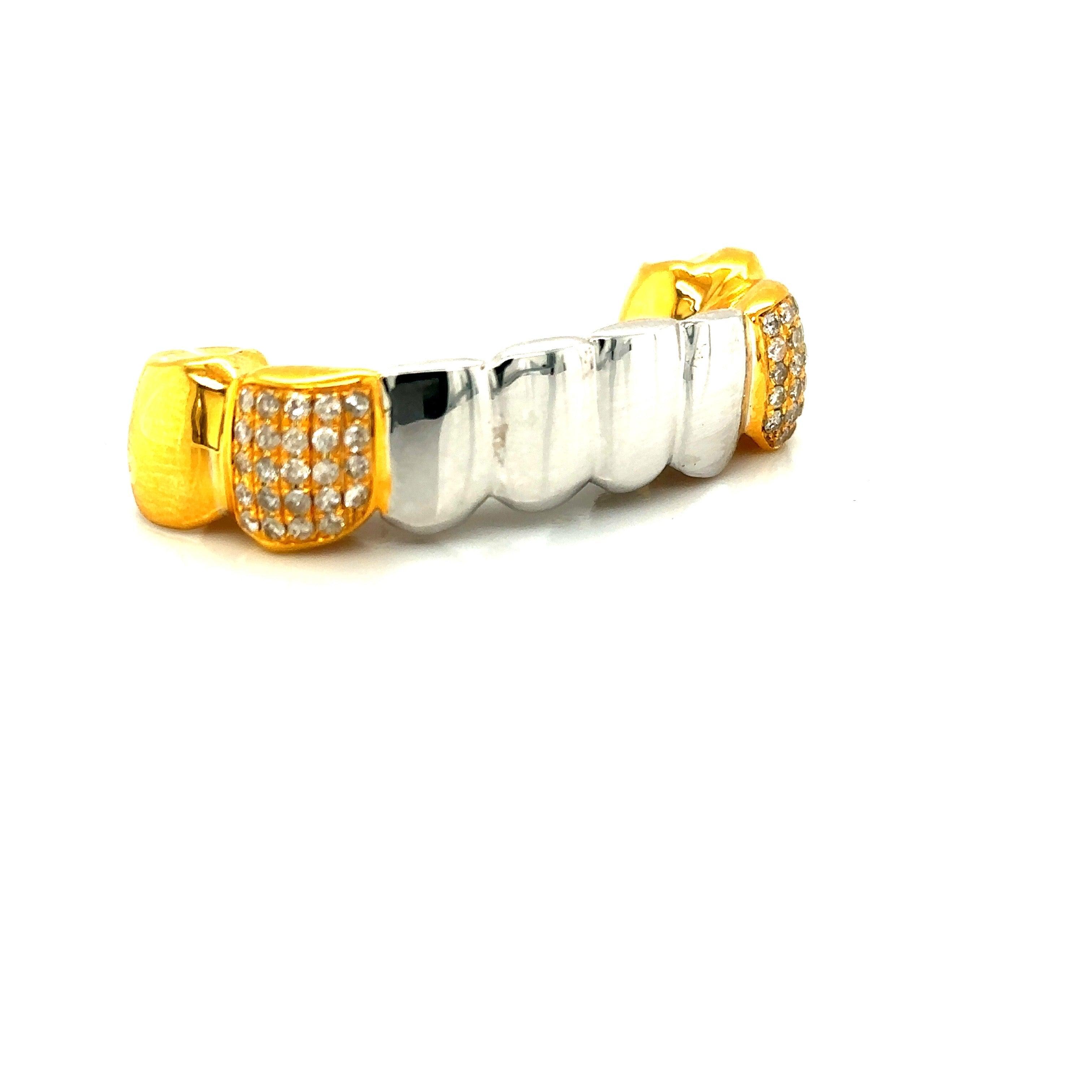 8pc Two Tone Regal Bottom Grillz - Seattle Gold Grillz