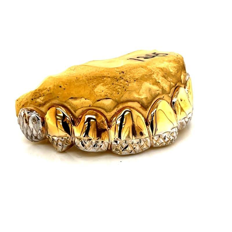 8pc Two Tone Trillion Cut Grillz - Seattle Gold Grillz