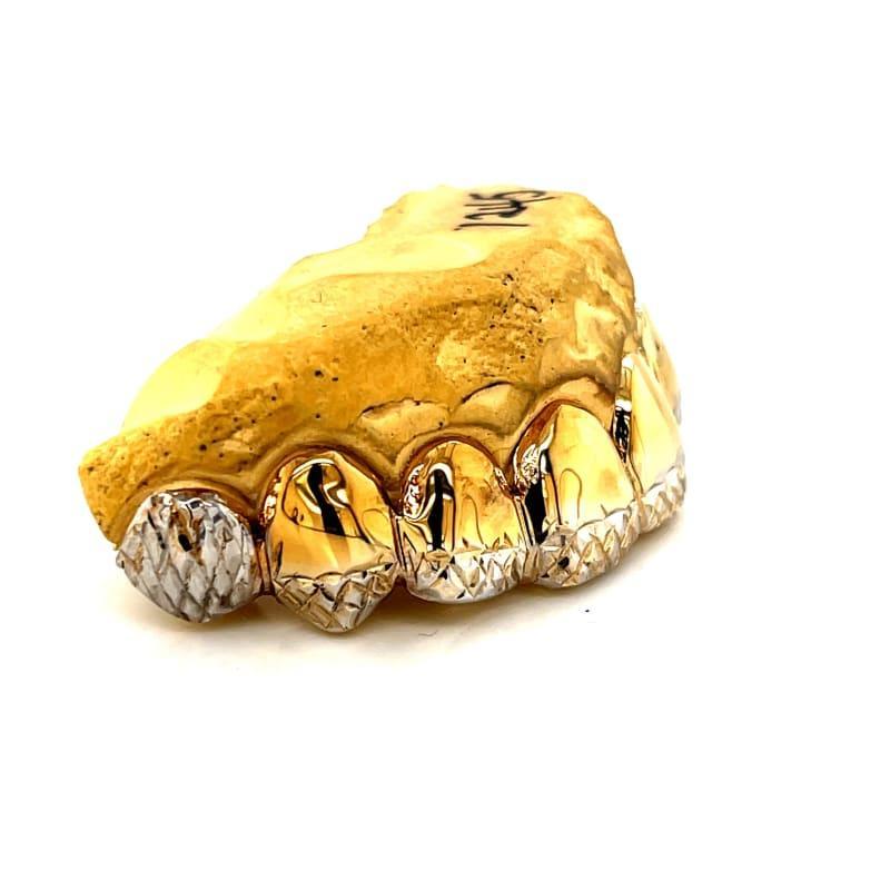 8pc Two Tone Trillion Cut Grillz - Seattle Gold Grillz