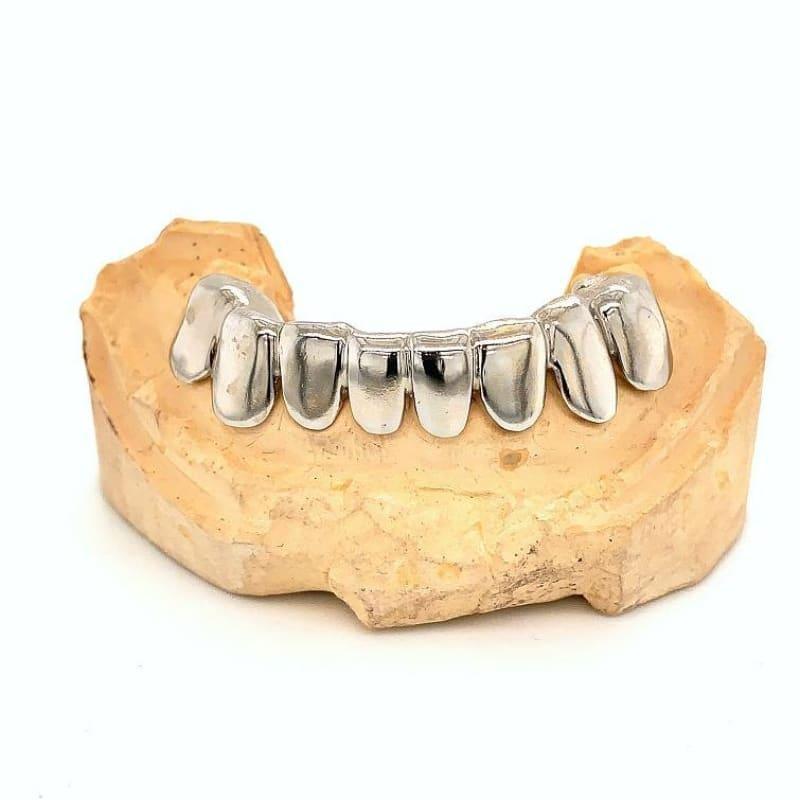 8pc White Gold Bottom Grillz - Seattle Gold Grillz