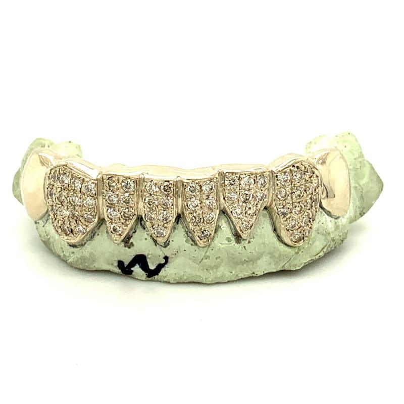 8pc White Gold Diamond Bottom Grillz - Seattle Gold Grillz