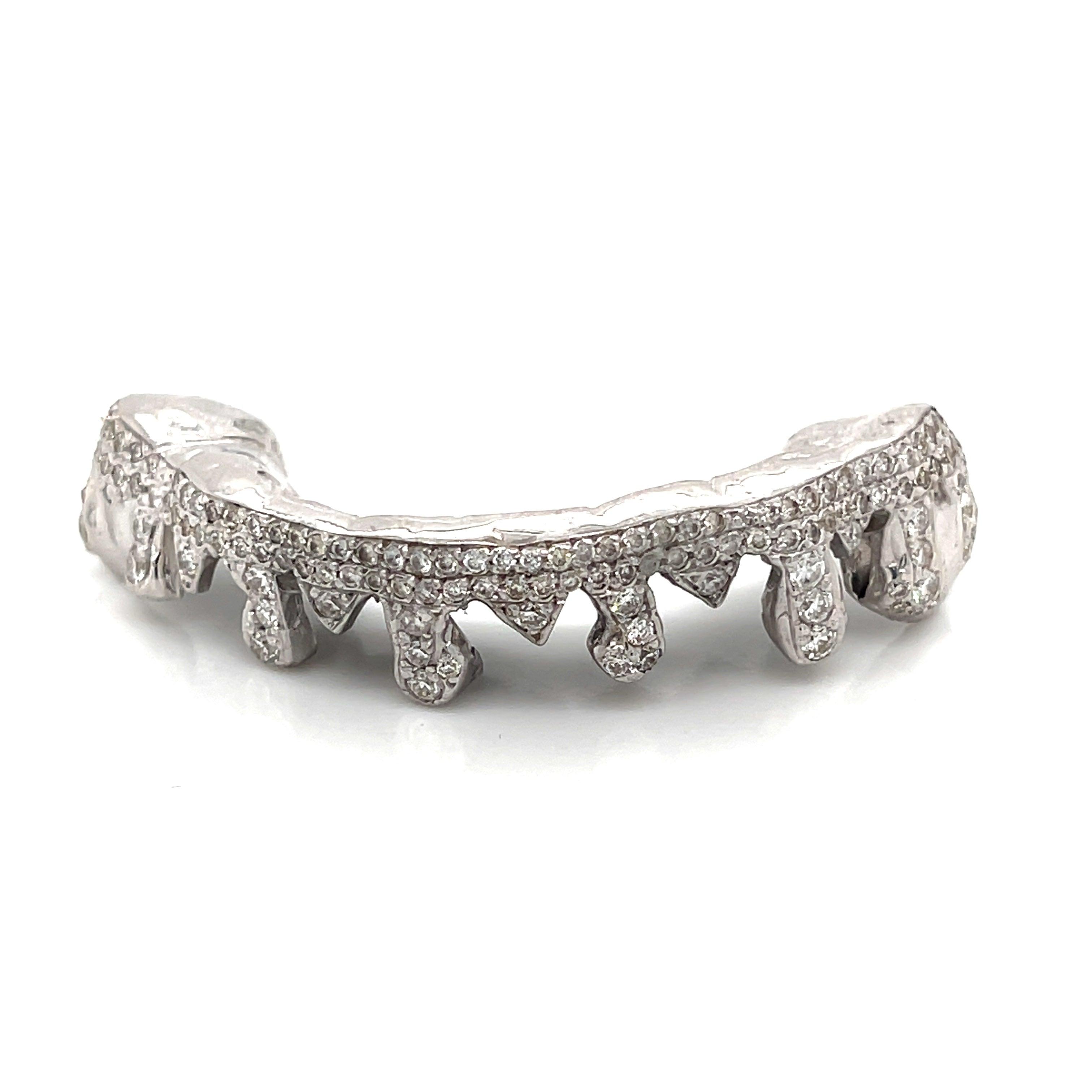 8pc White Gold Diamond Drip Grillz - Seattle Gold Grillz