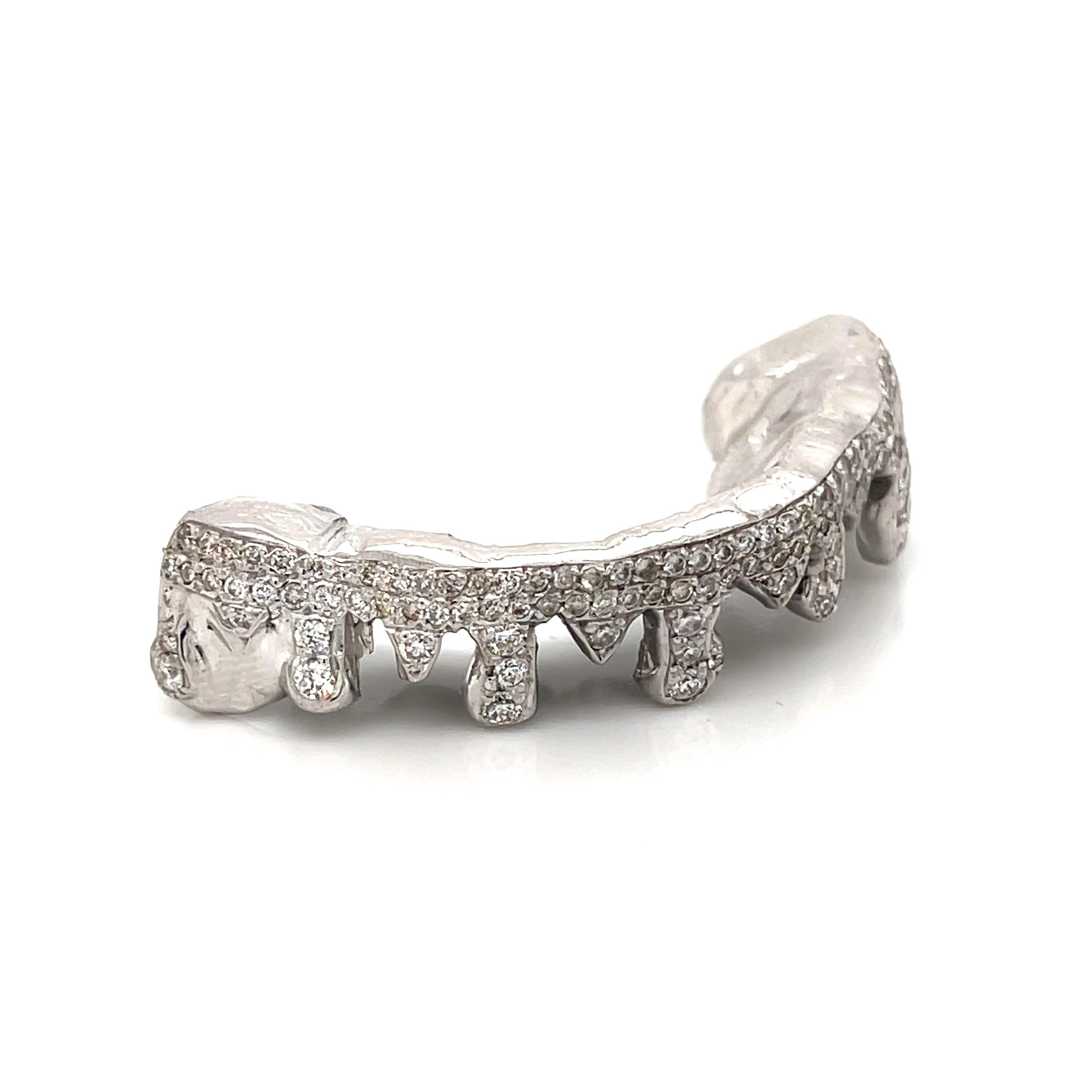 8pc White Gold Diamond Drip Grillz - Seattle Gold Grillz