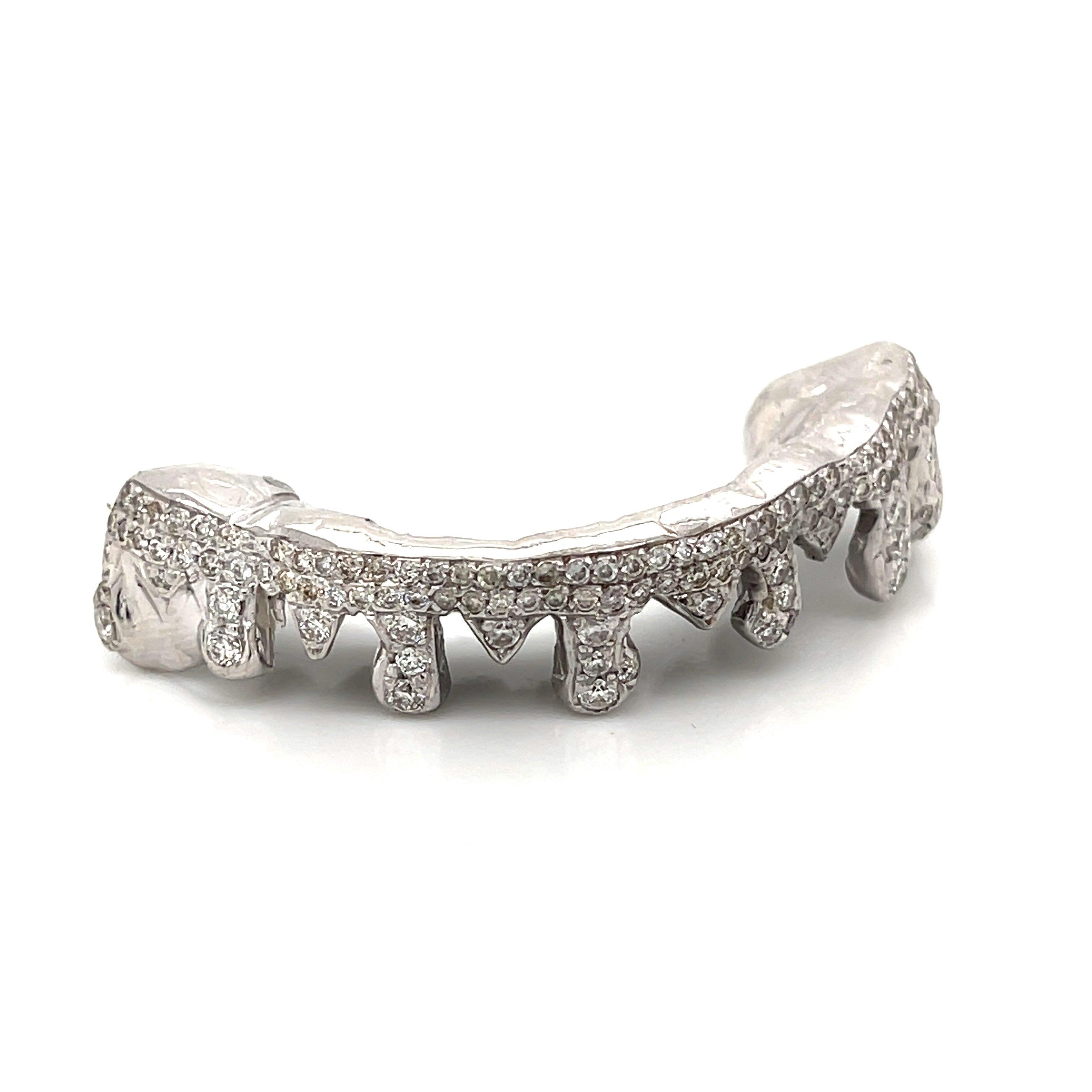 8pc White Gold Diamond Drip Grillz - Seattle Gold Grillz