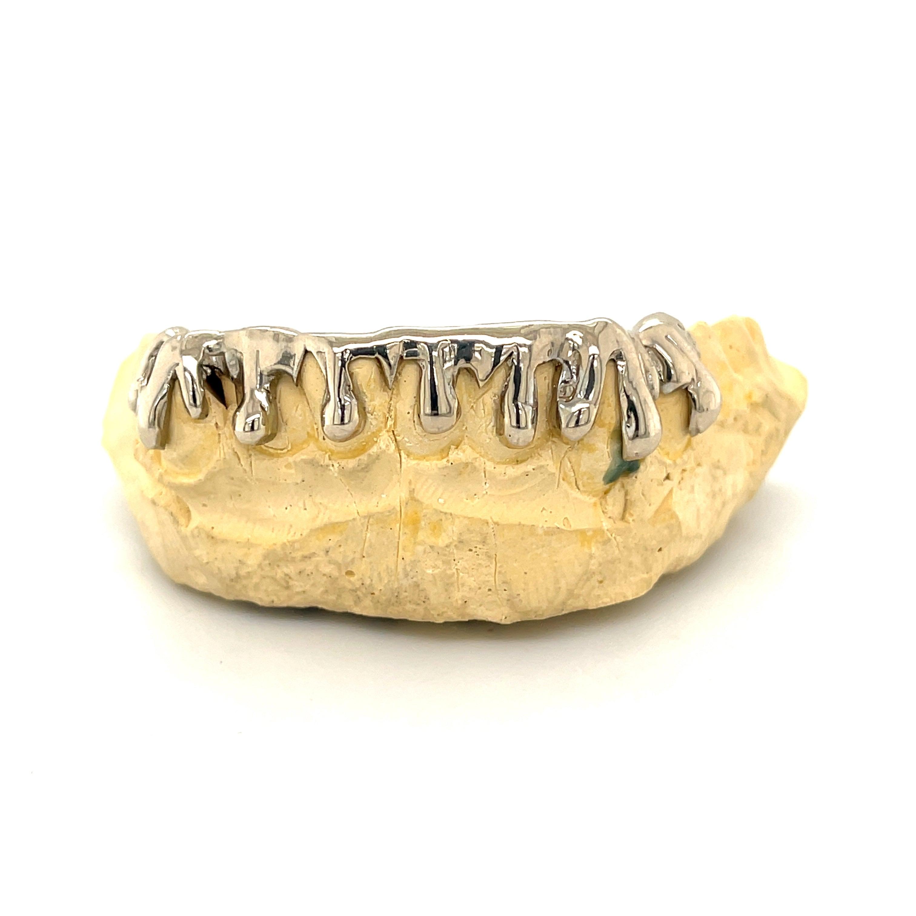 8pc White Gold Drip Bottom Grillz - Seattle Gold Grillz