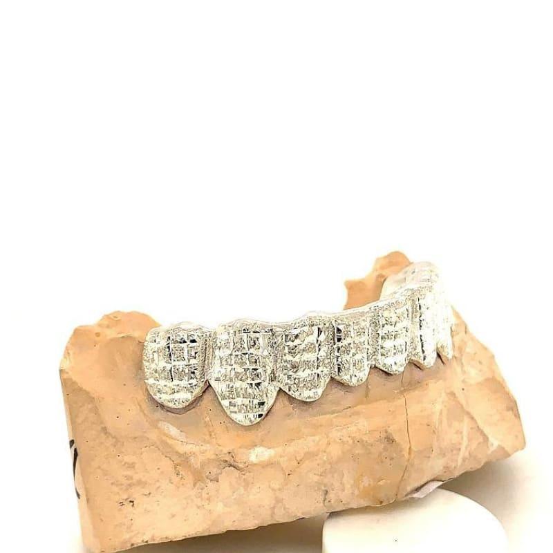 8pc White Gold Dusted Grillz - Seattle Gold Grillz