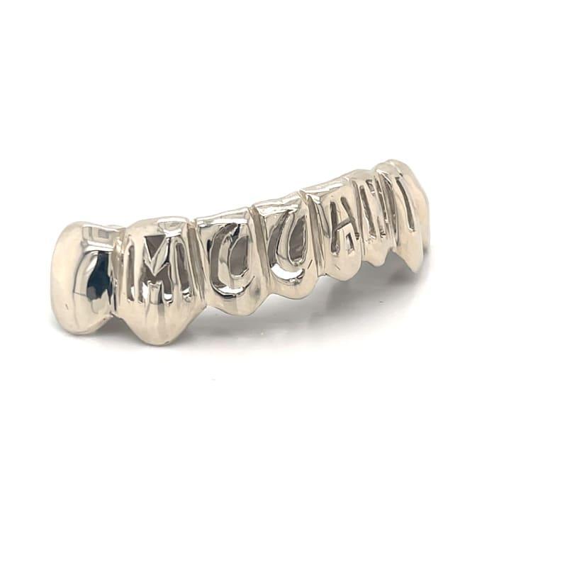 8pc White Gold Open Initial Grillz - Seattle Gold Grillz