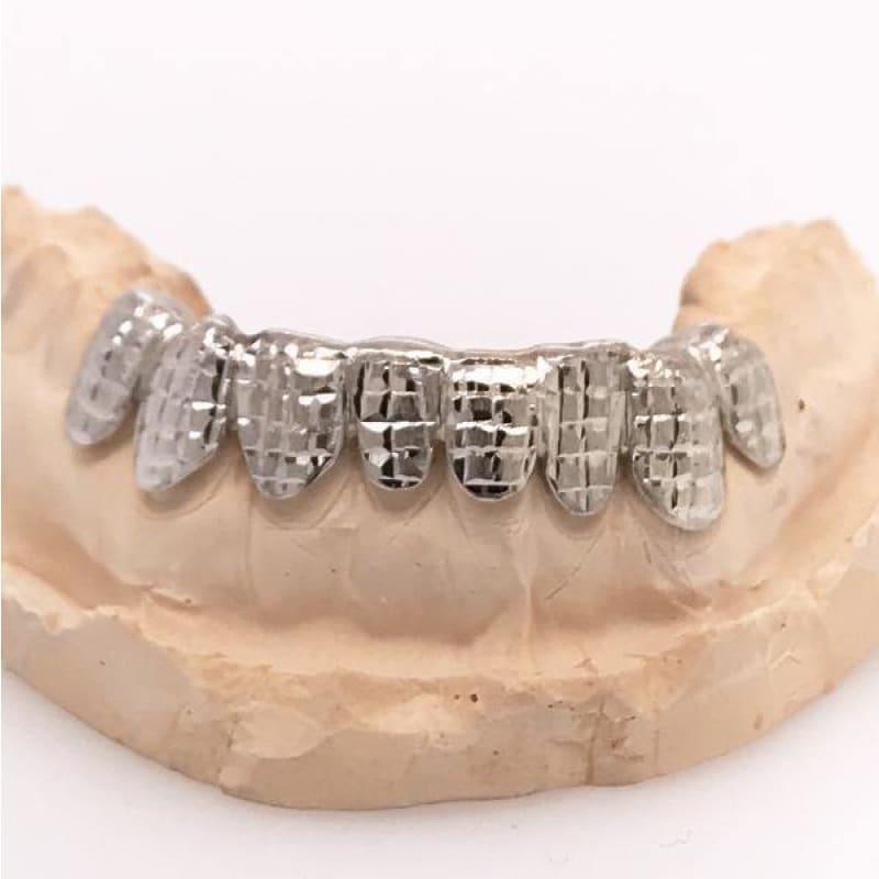 8pc White Gold Princess Cut Grillz - Seattle Gold Grillz
