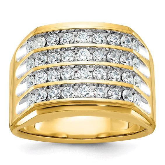 14k Men's 4-Row 1 1/5 Carat Lab Grown Diamond Ring