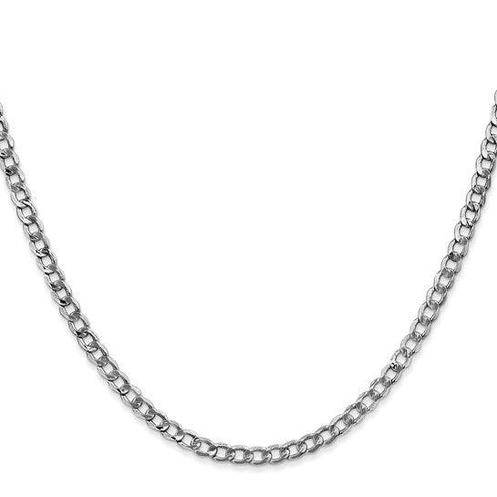 14k White Gold 3.35mm Semi-Solid Curb Link Chain