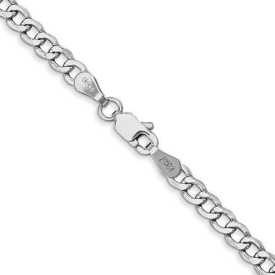 14k White Gold 3.35mm Semi-Solid Curb Link Chain
