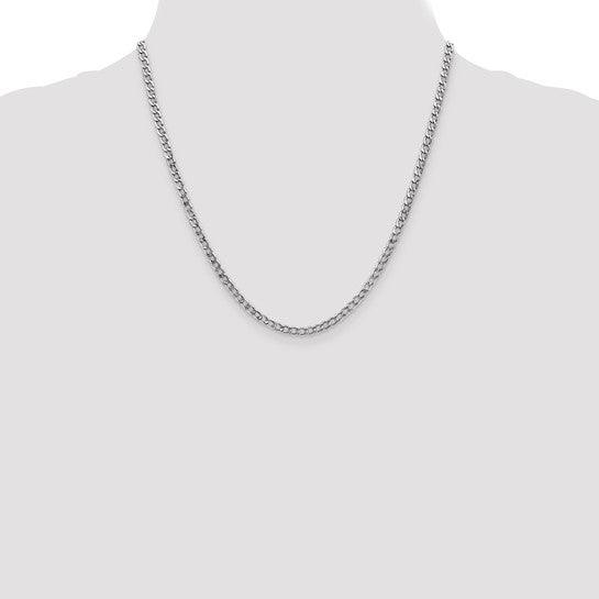 14k White Gold 3.35mm Semi-Solid Curb Link Chain