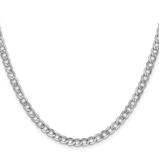 14k White Gold 4.3mm Semi-Solid Curb Link Chain