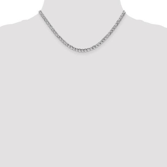 14k White Gold 4.3mm Semi-Solid Curb Link Chain