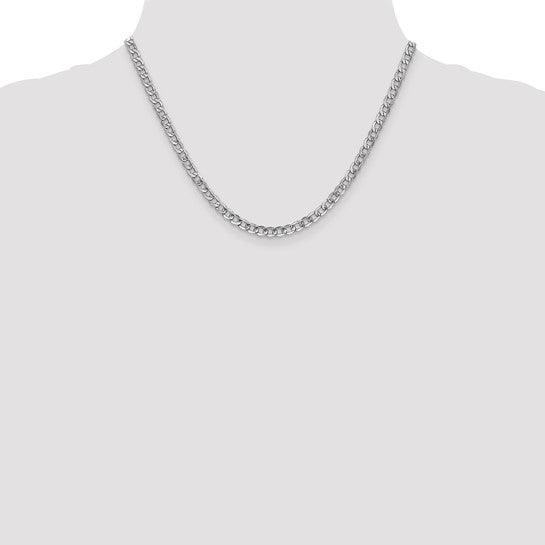 14k White Gold 4.3mm Semi-Solid Curb Link Chain