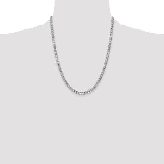 14k White Gold 4.3mm Semi-Solid Curb Link Chain