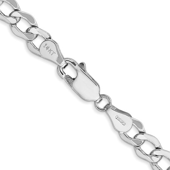 14k White Gold 5.25mm Semi-Solid Curb Link Chain