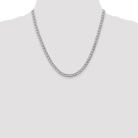 14k White Gold 5.25mm Semi-Solid Curb Link Chain