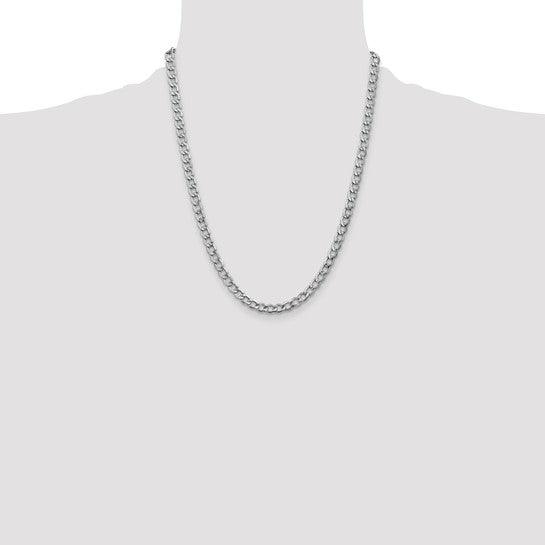 14k White Gold 5.25mm Semi-Solid Curb Link Chain