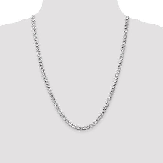 14k White Gold 5.25mm Semi-Solid Curb Link Chain