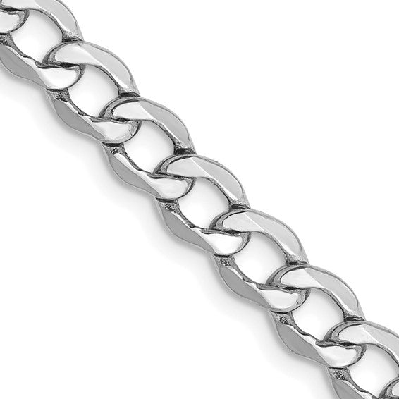 14k White Gold 5.25mm Semi-Solid Curb Link Chain