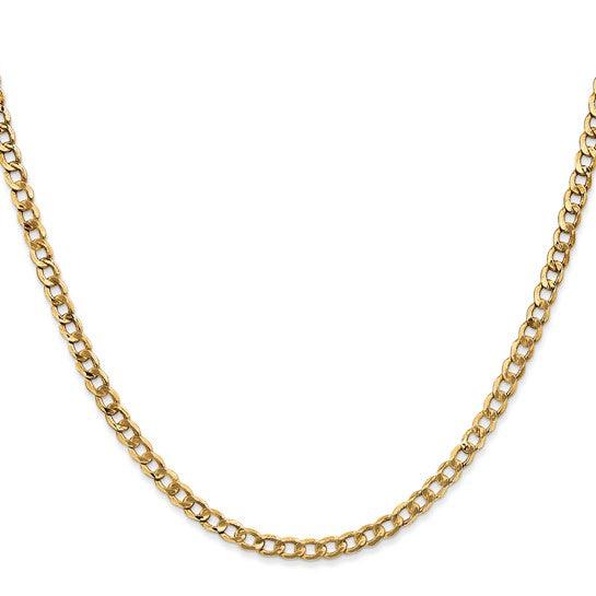 14k 3.35mm Semi-Solid Curb Link Chain