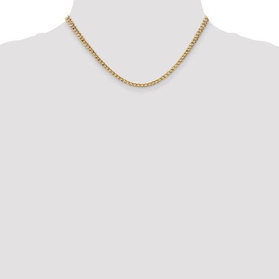 14k 3.35mm Semi-Solid Curb Link Chain