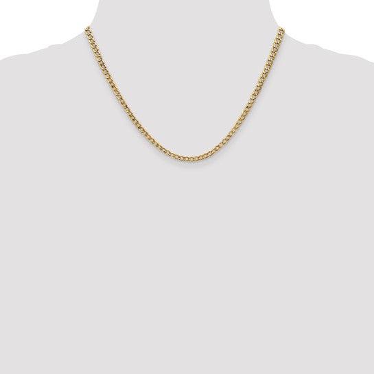 14k 3.35mm Semi-Solid Curb Link Chain