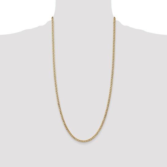 14k 3.35mm Semi-Solid Curb Link Chain