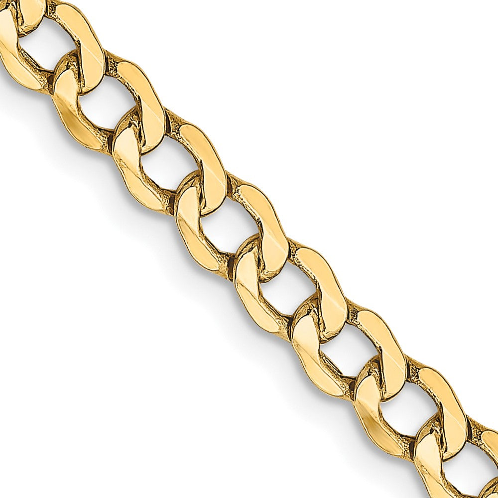 14K Yellow Gold Semi-Solid Curb Chain — 4.3 mm