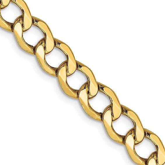 14k 6.5mm Semi-Solid Curb Link Chain