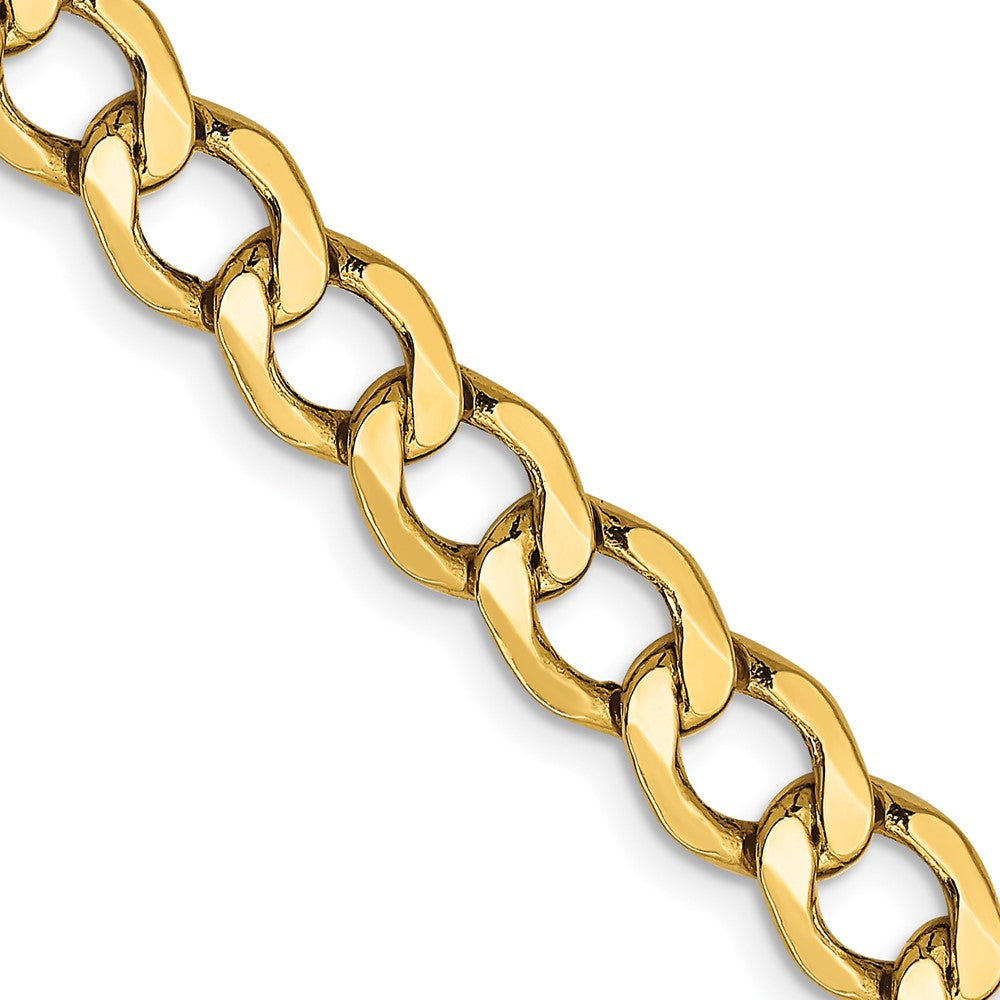 14K Yellow Gold Semi-Solid Curb Chain — 6.5 mm