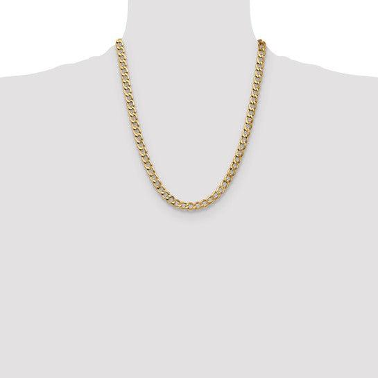 14k 7.0mm Semi-Solid Curb Link Chain