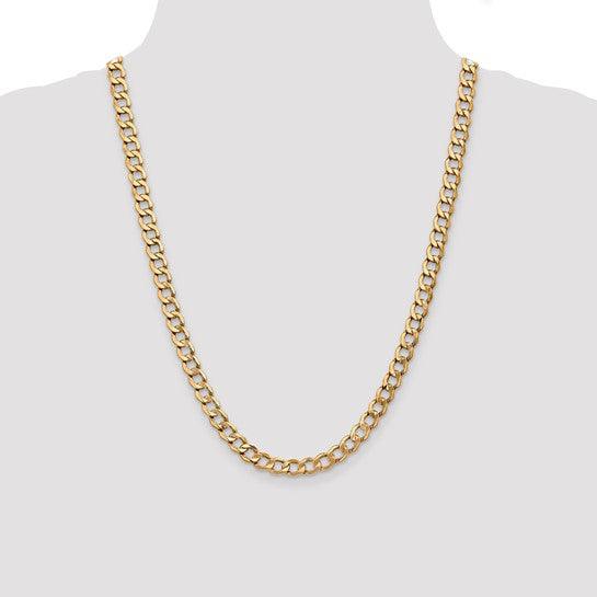 14k 7.0mm Semi-Solid Curb Link Chain