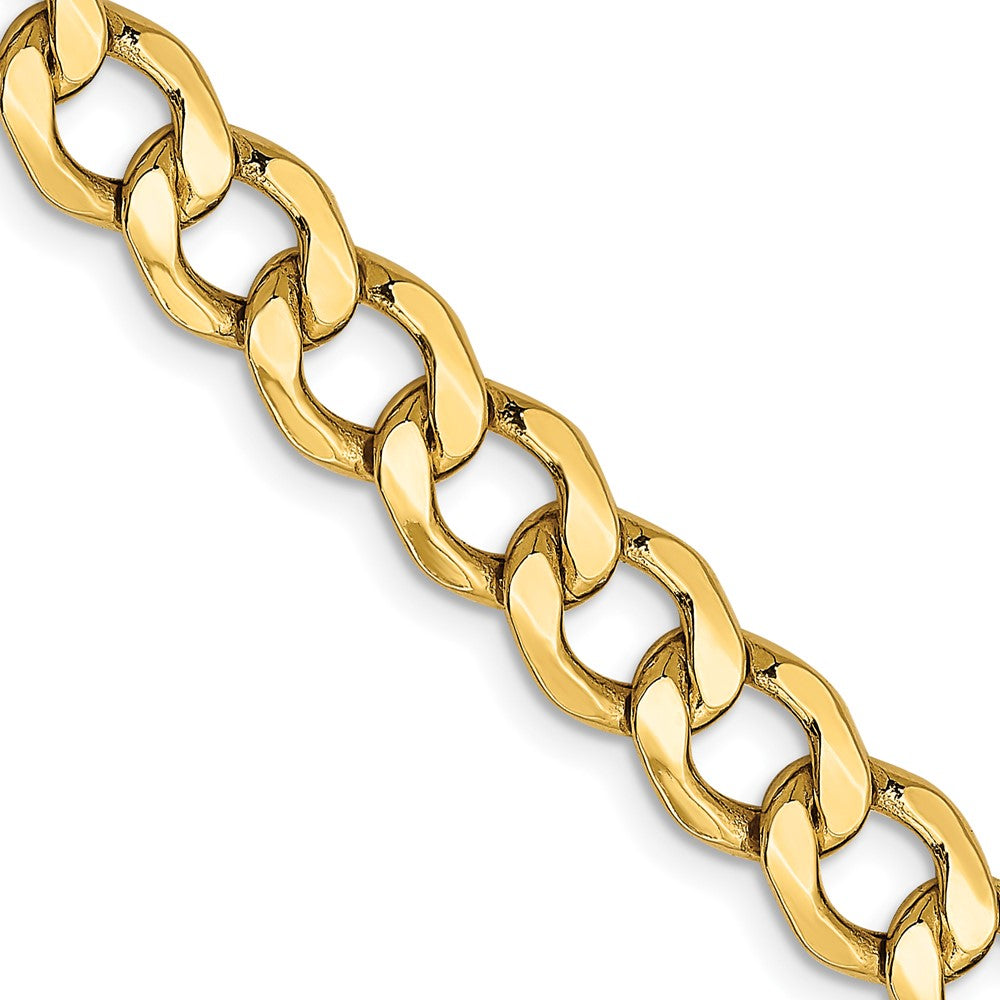 14K Yellow Gold Semi-Solid Curb Chain — 7 mm