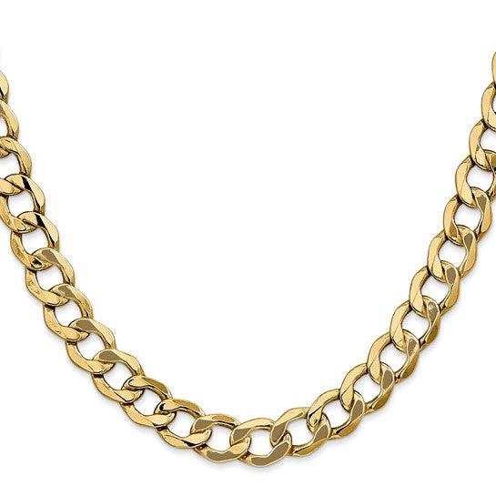 14k 9.0mm Semi-Solid Curb Link Chain