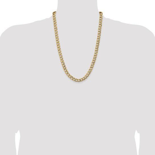 14k 9.0mm Semi-Solid Curb Link Chain