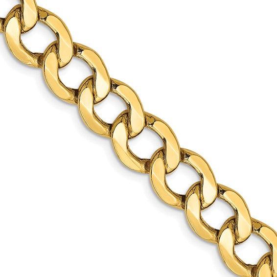 14k 9.0mm Semi-Solid Curb Link Chain