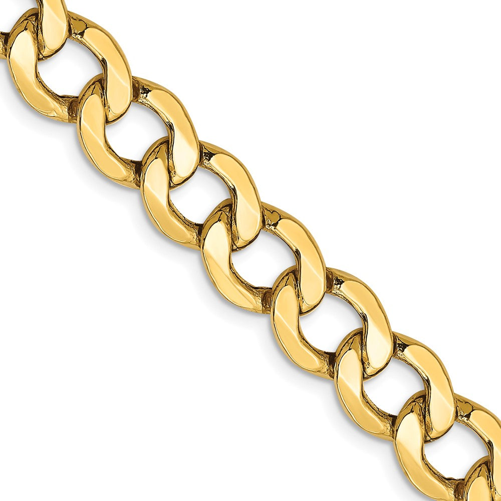 14K Yellow Gold Semi-Solid Curb Chain — 9 mm