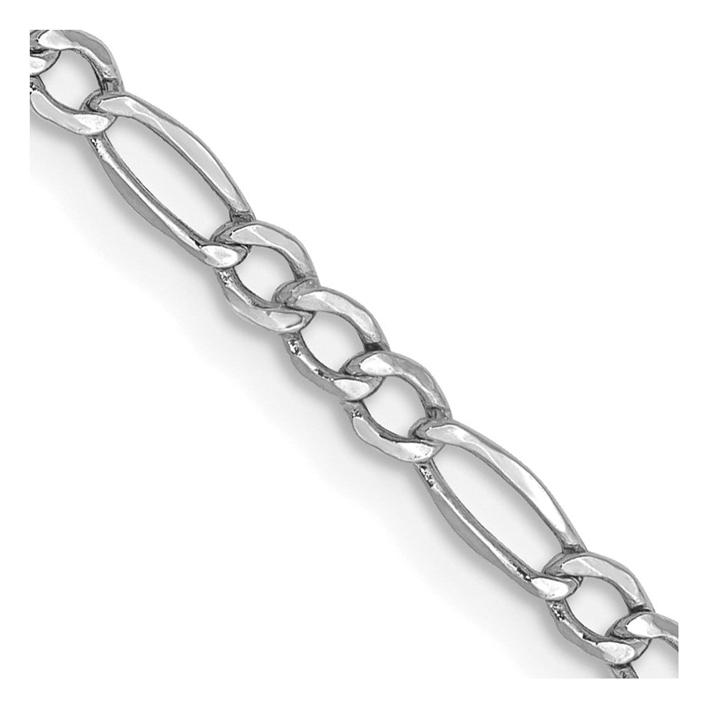 14K White Gold Semi-Solid Figaro Chain — 2.5 mm
