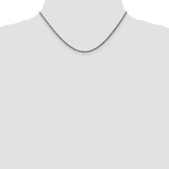 14K White Gold 2.5mm Semi-Solid Curb Chain 16 inch